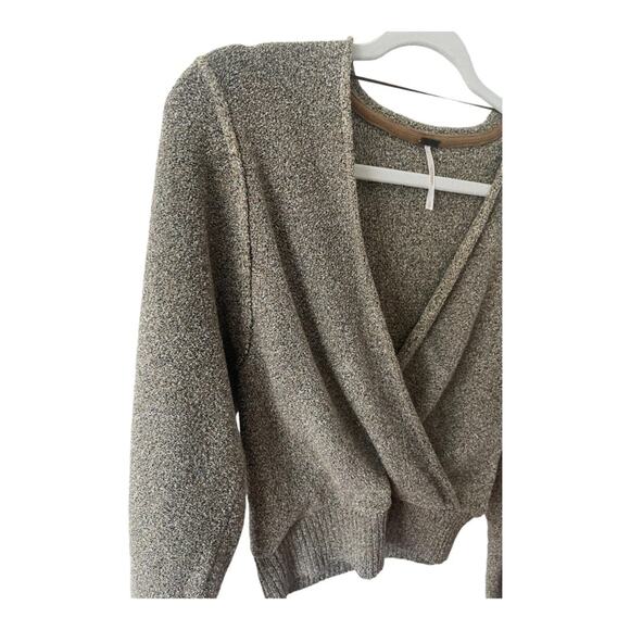 Free People Going For Gold Sweater Slouchy Faux Wrap Metallic Size Small - Picture 9 of 12